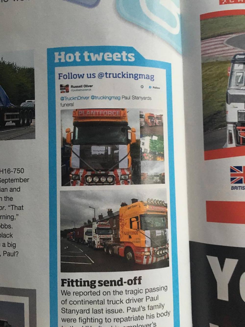 Russell's truck in a magazine