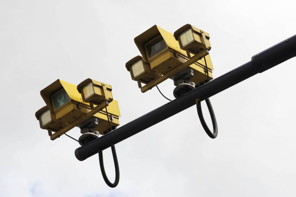 Overhead speed cameras on a smart motorway